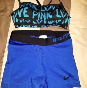 nike pro shorts and  VS pink SPORTS BRA